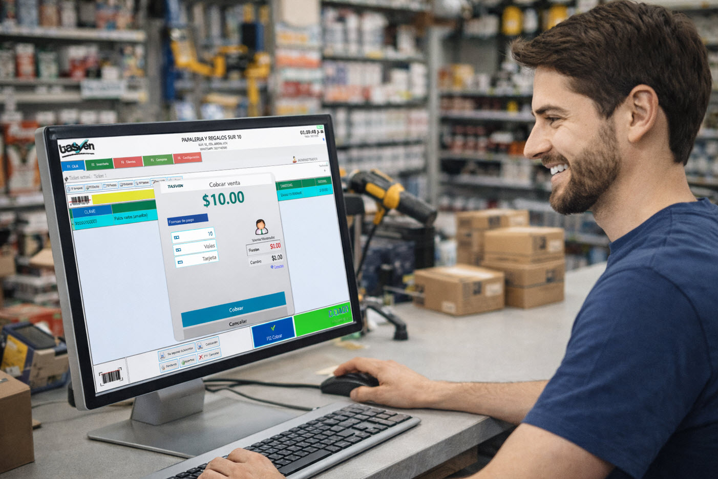 Conoce los módulos de Tasven Punto de Venta (Caja, Inventario, Ventas, Clientes, Compras y Configuración) y cómo ayudan a cobrar más rápido, controlar inventari